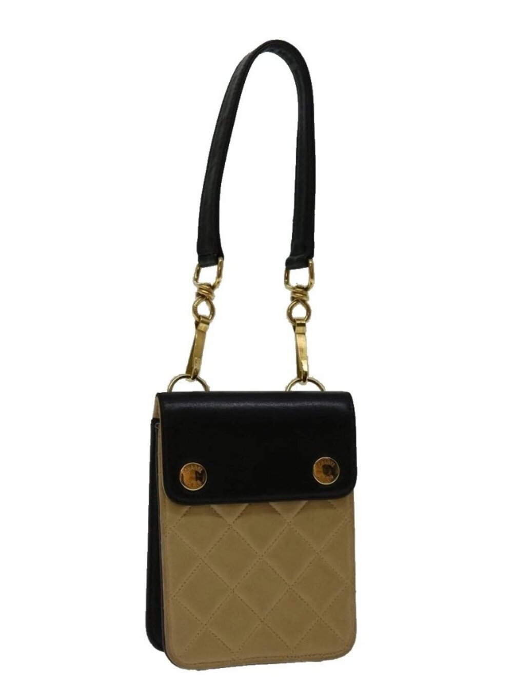 CHANEL Matelasse Hand Bag Leather Beige CC Auth 68905A